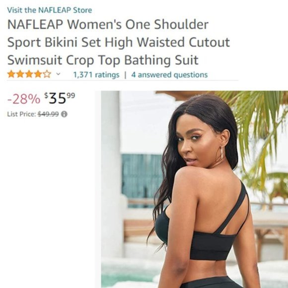 NAFLEAP One Shoulder High Waisted Cutout Bikini 👙  NEW (without tag)! - Picture 12 of 12